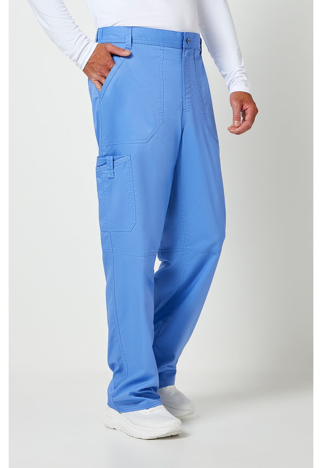 Herenbroek met middelhoge taille en taps toelopende pijpen met 7 zakken en 2-way stretch WWE140