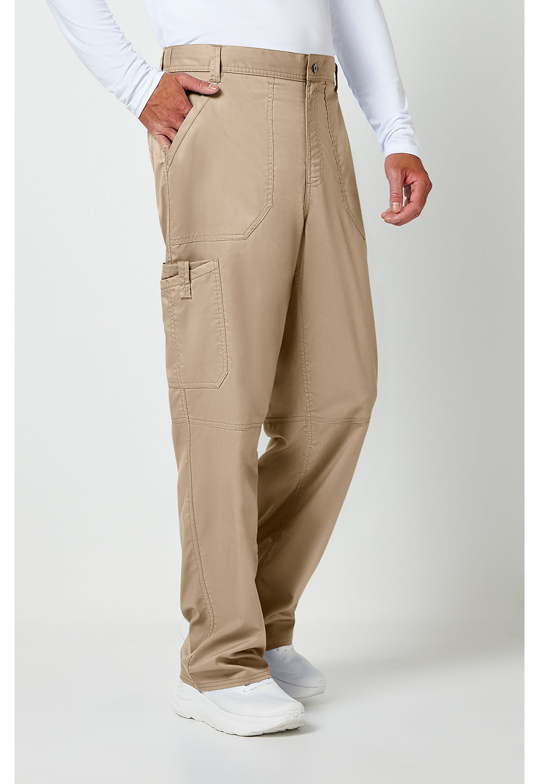 Herenbroek met middelhoge taille en taps toelopende pijpen met 7 zakken en 2-way stretch WWE140