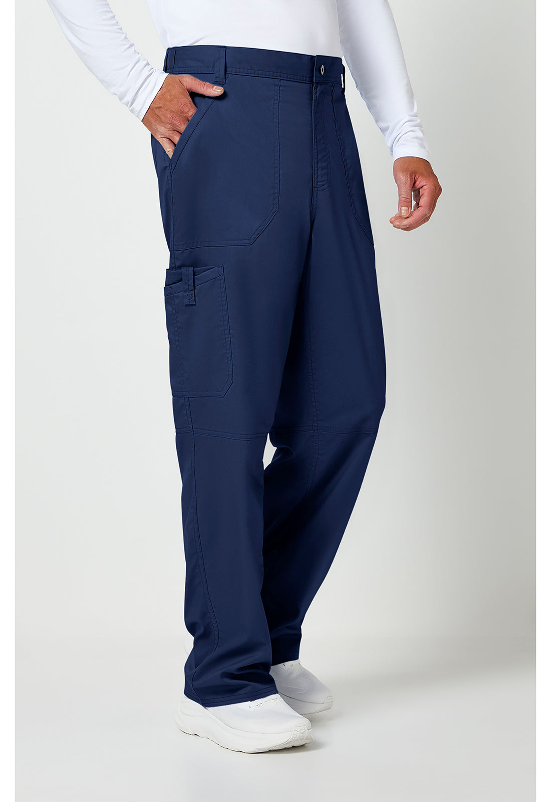 Herenbroek met middelhoge taille en taps toelopende pijpen met 7 zakken en 2-way stretch WWE140
