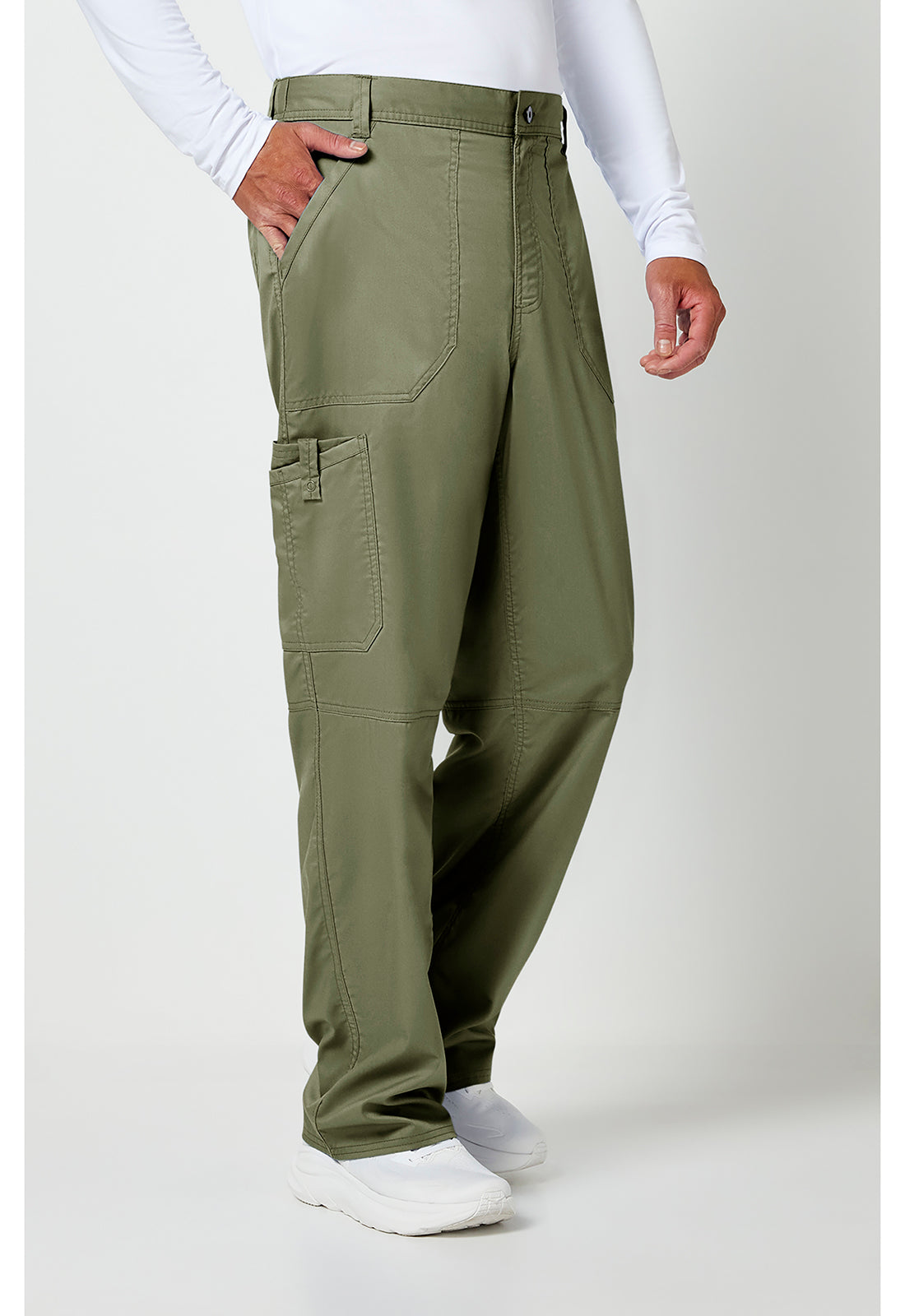 Herenbroek met middelhoge taille en taps toelopende pijpen met 7 zakken en 2-way stretch WWE140