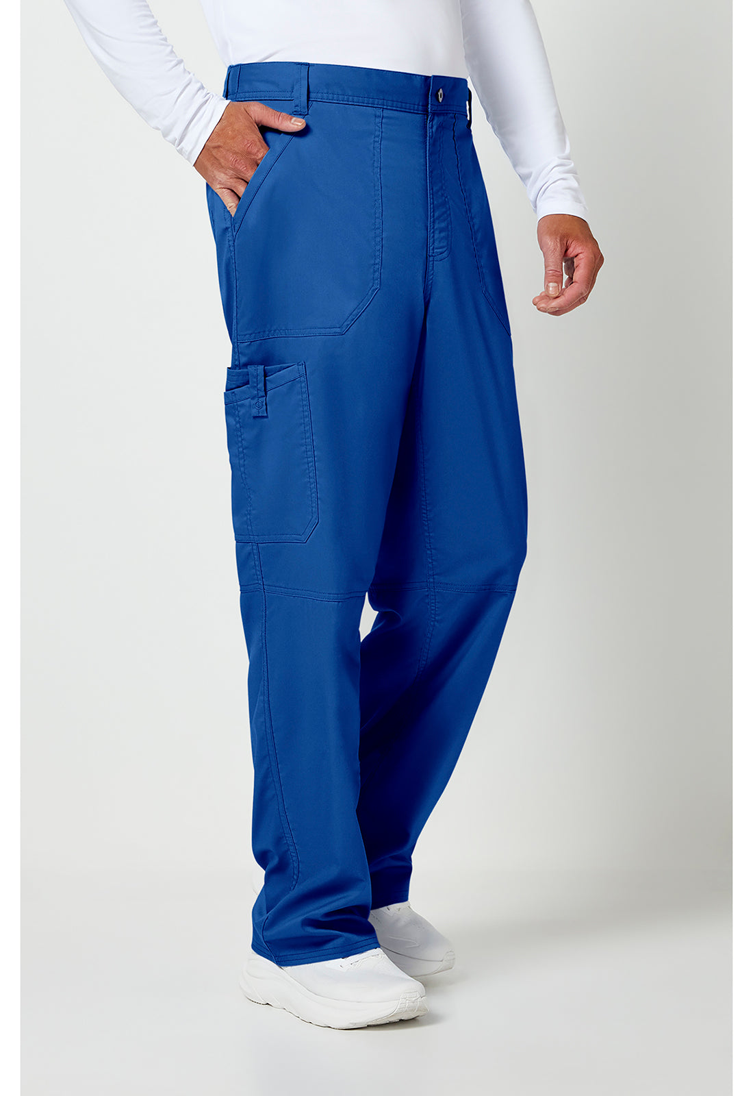Herenbroek met middelhoge taille en taps toelopende pijpen met 7 zakken en 2-way stretch WWE140