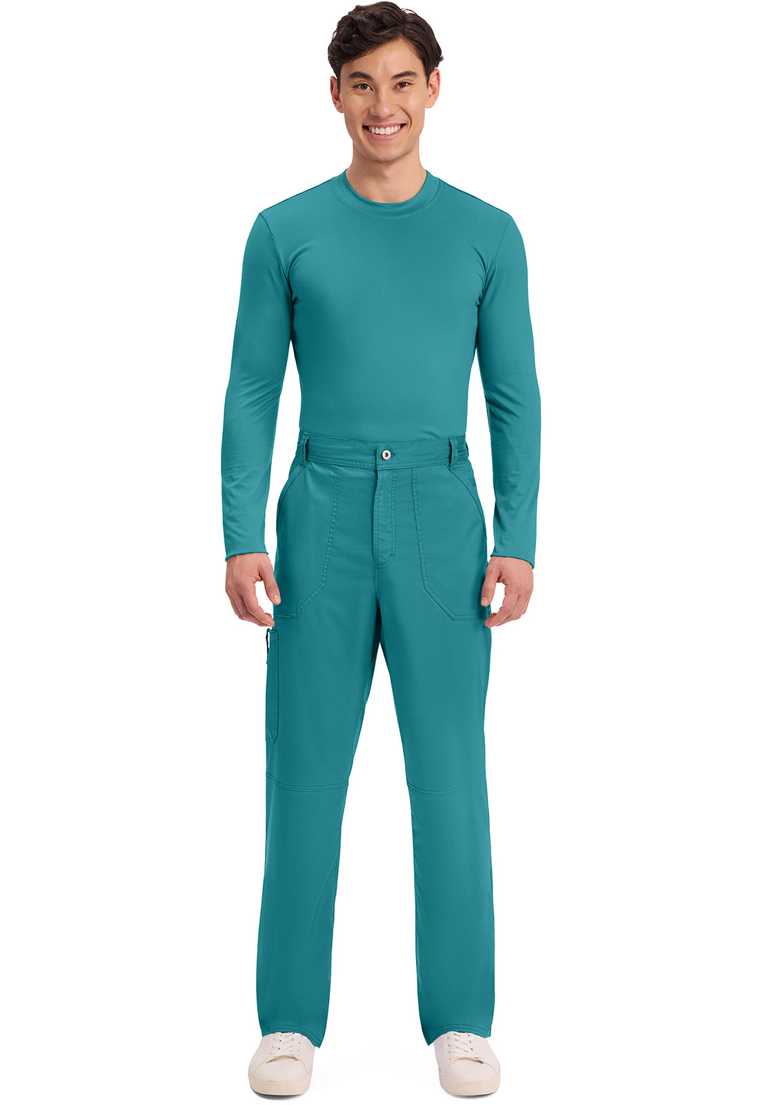Herenbroek met middelhoge taille en taps toelopende pijpen met 7 zakken en 2-way stretch WWE140