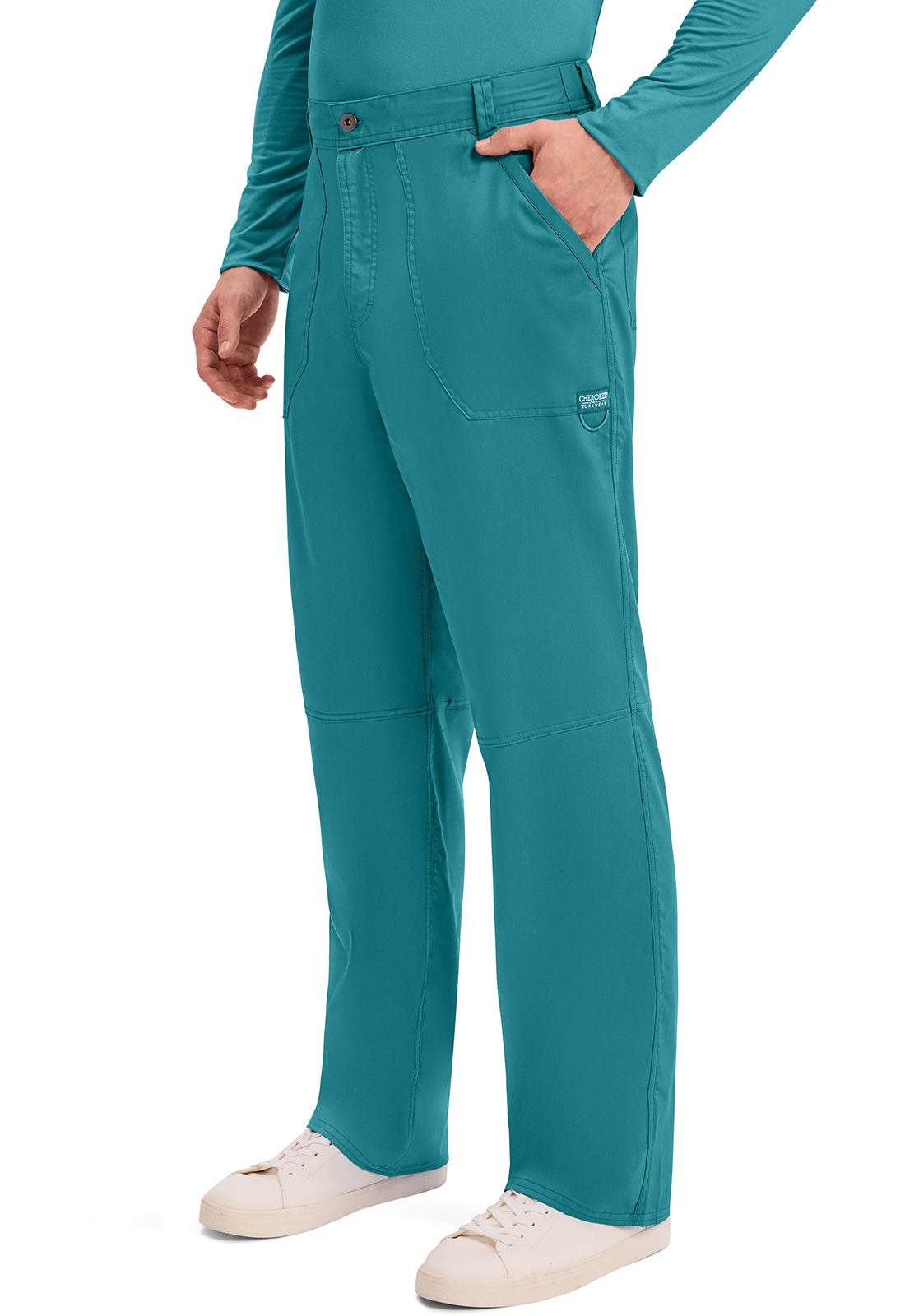 Herenbroek met middelhoge taille en taps toelopende pijpen met 7 zakken en 2-way stretch WWE140