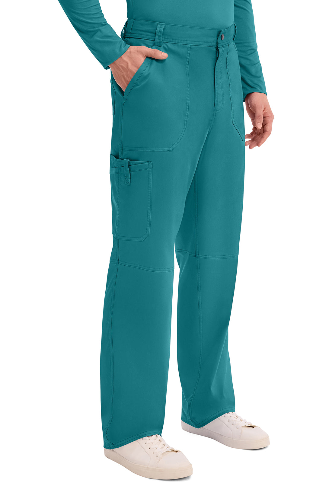 Herenbroek met middelhoge taille en taps toelopende pijpen met 7 zakken en 2-way stretch WWE140
