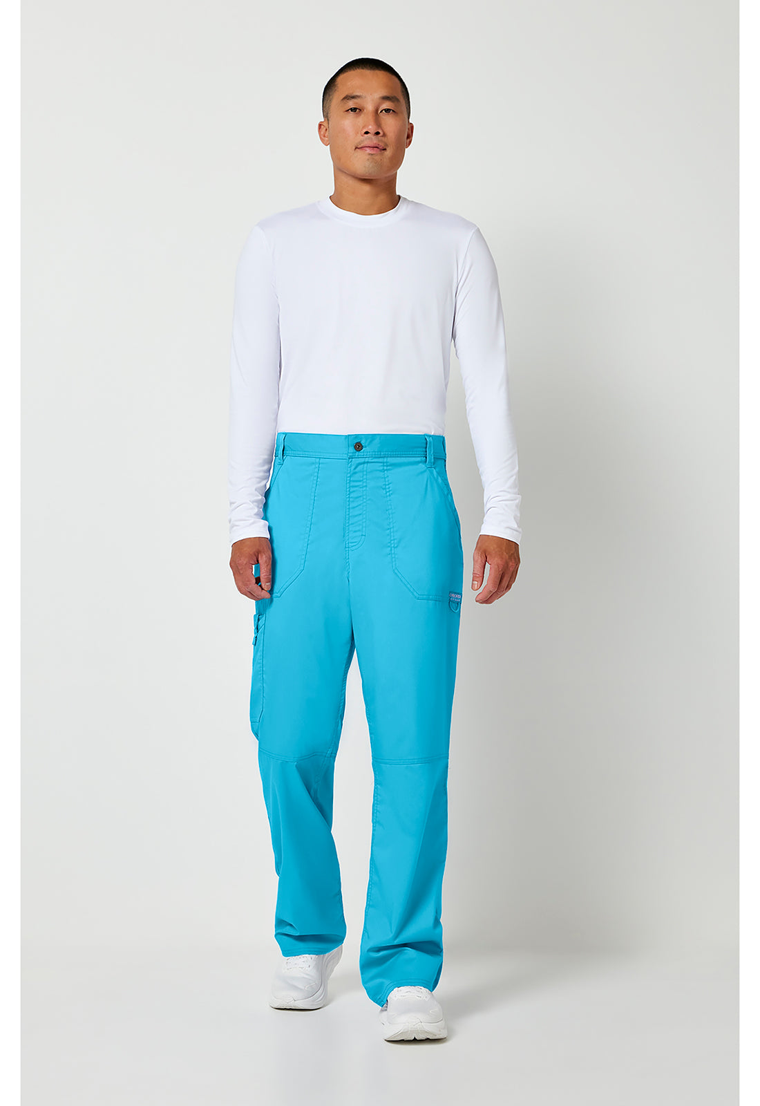 Herenbroek met middelhoge taille en taps toelopende pijpen met 7 zakken en 2-way stretch WWE140