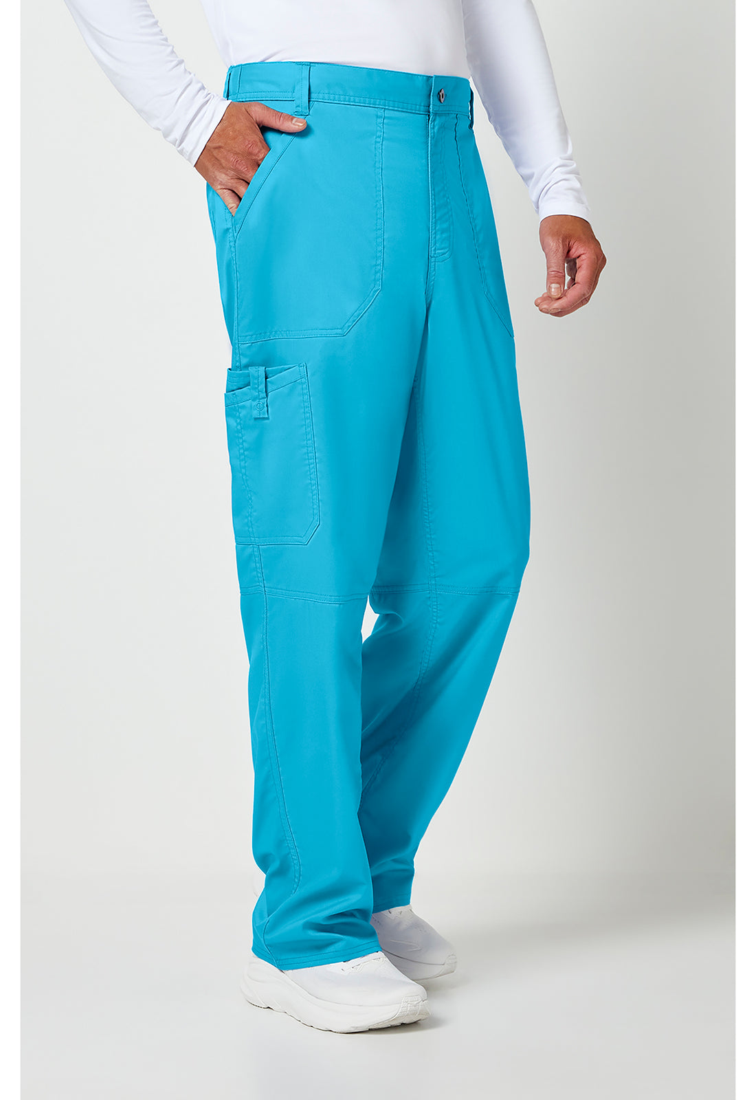 Herenbroek met middelhoge taille en taps toelopende pijpen met 7 zakken en 2-way stretch WWE140
