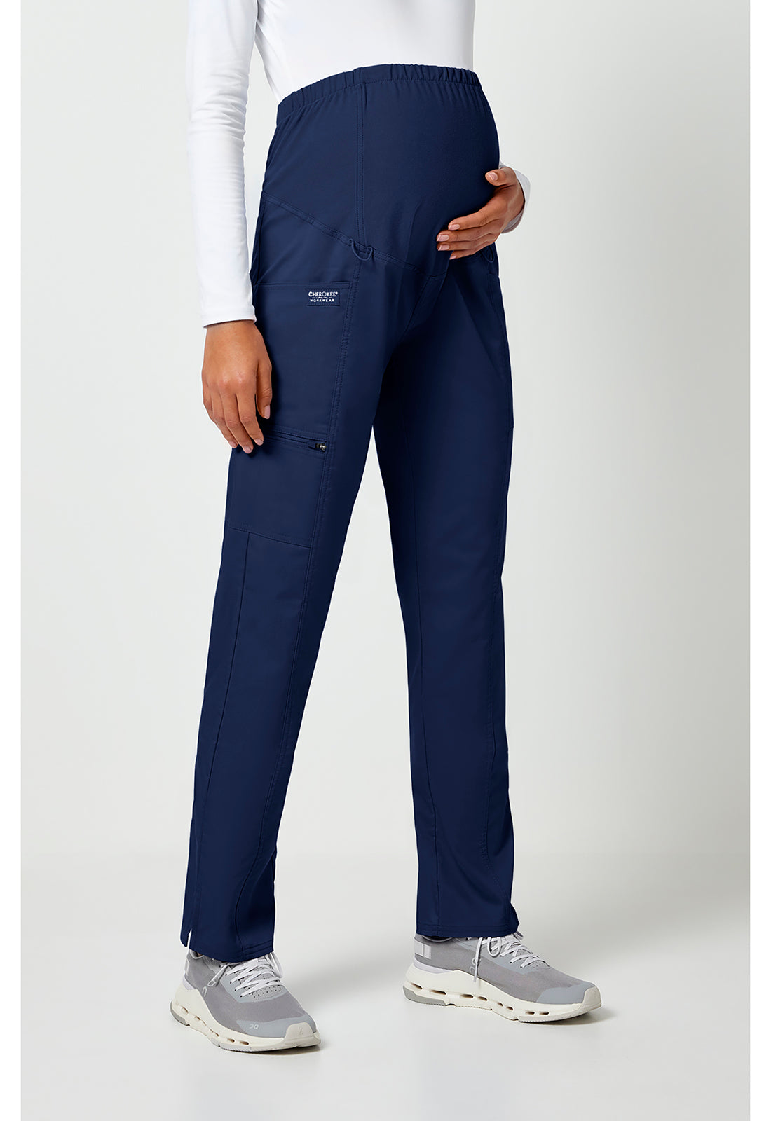Cherokee Workwear Rechte zwangerschapsbroek met gebreid buikpaneel en 2-way stretch WWE155