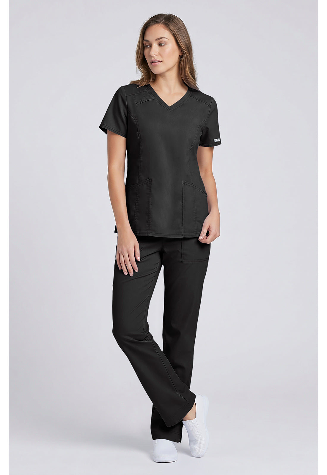 Cherokee Workwear Middelhoge taille, slim fit, rechte broek met trekkoord met elastische tailleband en 2-way stretch WWE4203
