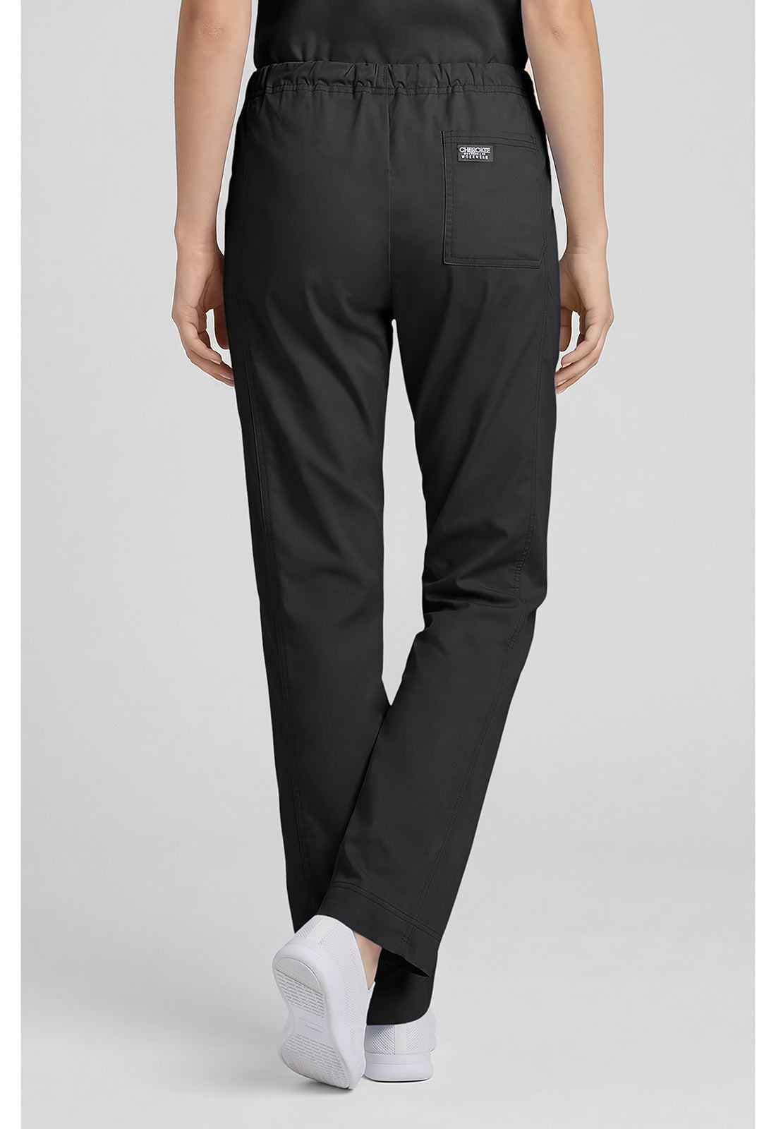 Cherokee Workwear Middelhoge taille, slim fit, rechte broek met trekkoord met elastische tailleband en 2-way stretch WWE4203