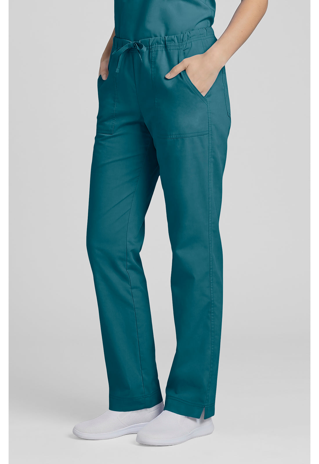 Cherokee Workwear Middelhoge taille, slim fit, rechte broek met trekkoord met elastische tailleband en 2-way stretch WWE4203