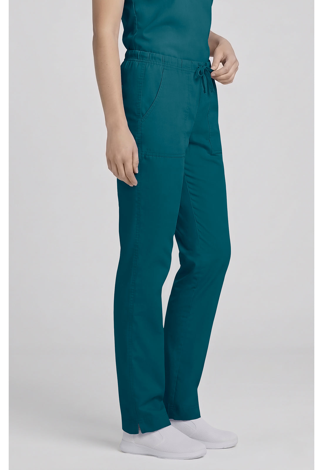 Cherokee Workwear Middelhoge taille, slim fit, rechte broek met trekkoord met elastische tailleband en 2-way stretch WWE4203