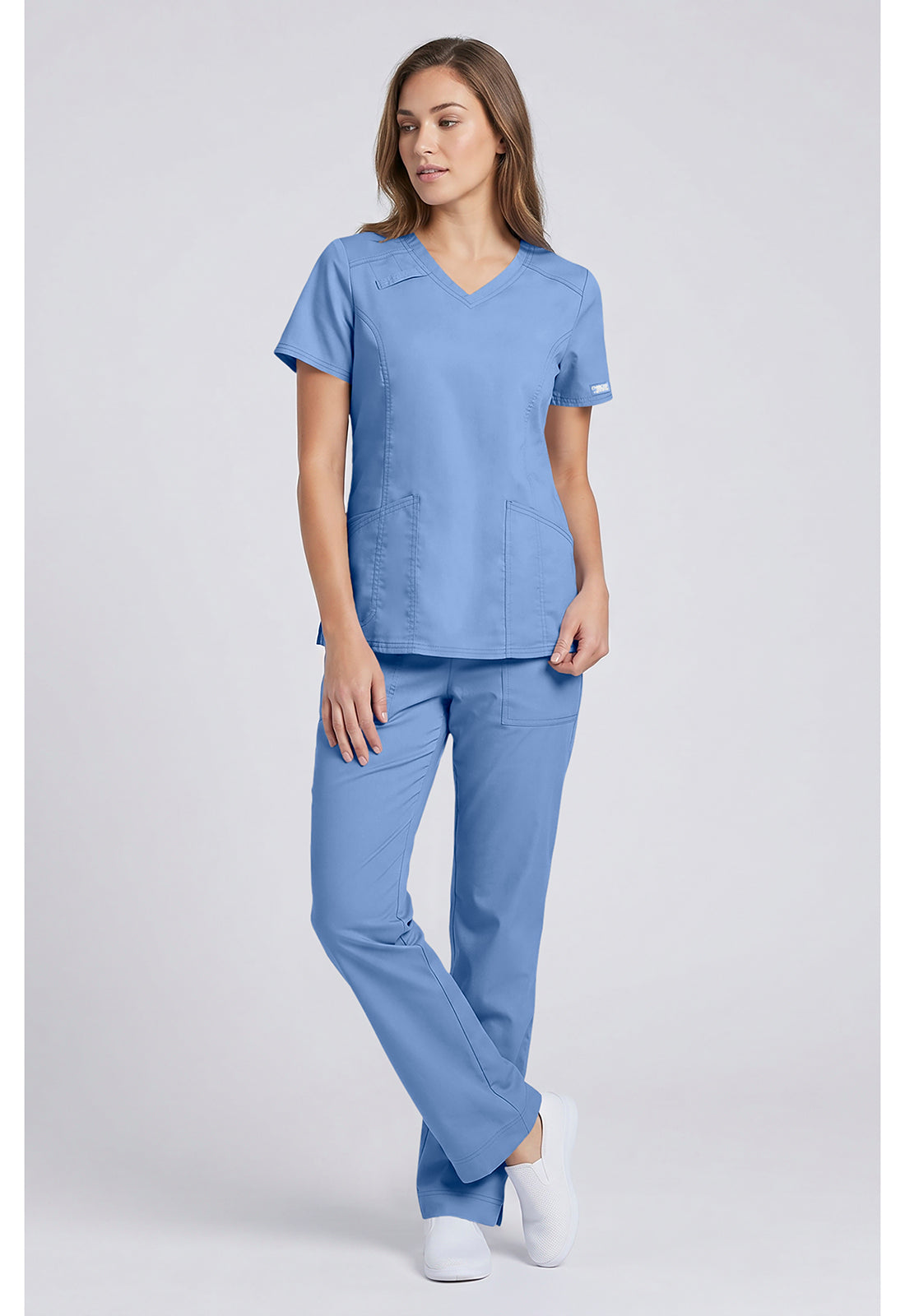 Cherokee Workwear Middelhoge taille, slim fit, rechte broek met trekkoord met elastische tailleband en 2-way stretch WWE4203