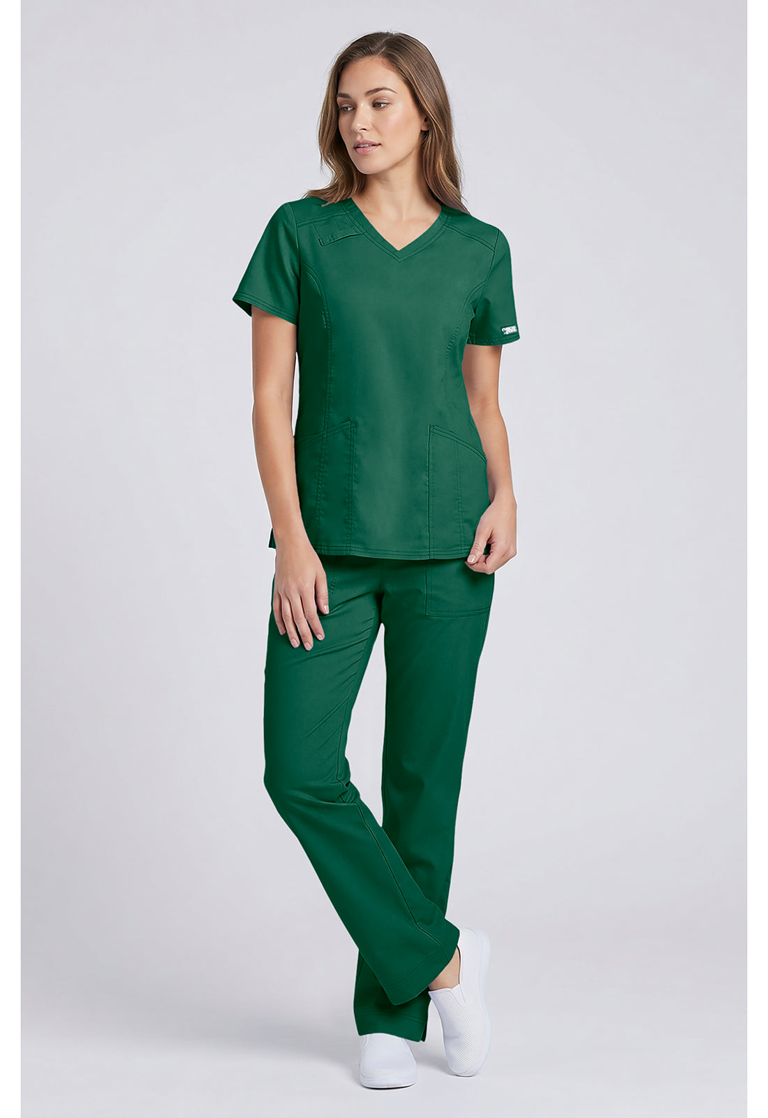 Cherokee Workwear Middelhoge taille, slim fit, rechte broek met trekkoord met elastische tailleband en 2-way stretch WWE4203