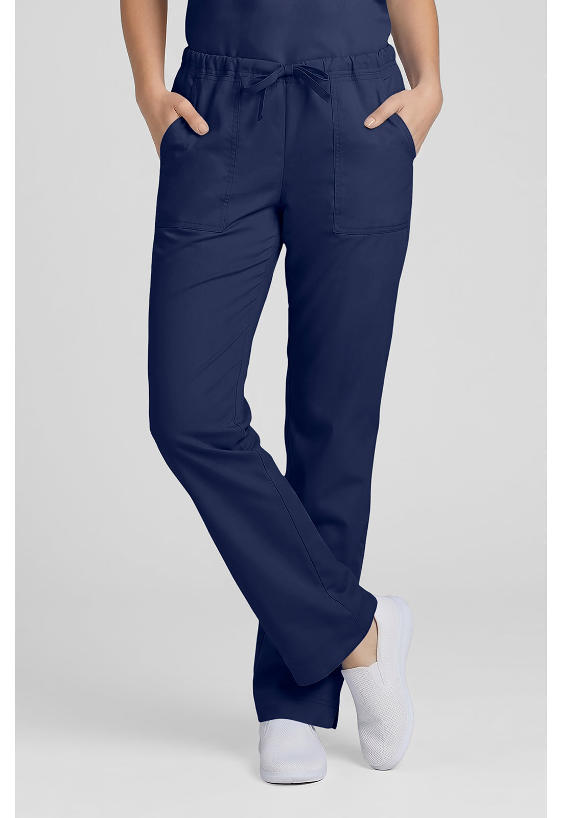 Cherokee Workwear Middelhoge taille, slim fit, rechte broek met trekkoord met elastische tailleband en 2-way stretch WWE4203