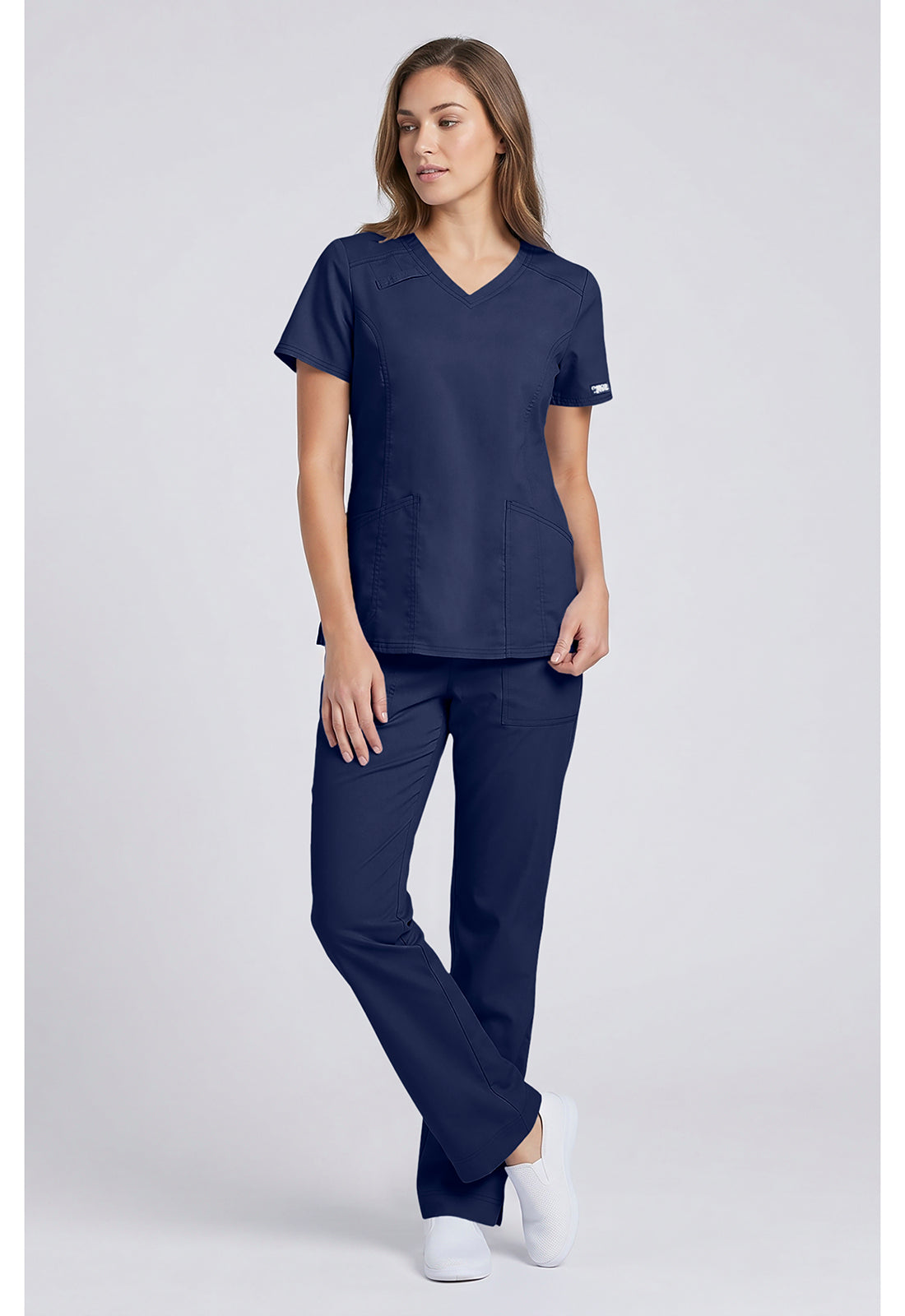 Cherokee Workwear Middelhoge taille, slim fit, rechte broek met trekkoord met elastische tailleband en 2-way stretch WWE4203