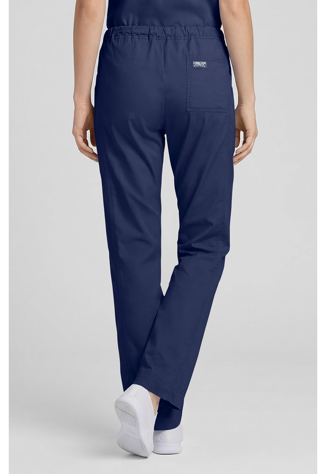 Cherokee Workwear Middelhoge taille, slim fit, rechte broek met trekkoord met elastische tailleband en 2-way stretch WWE4203