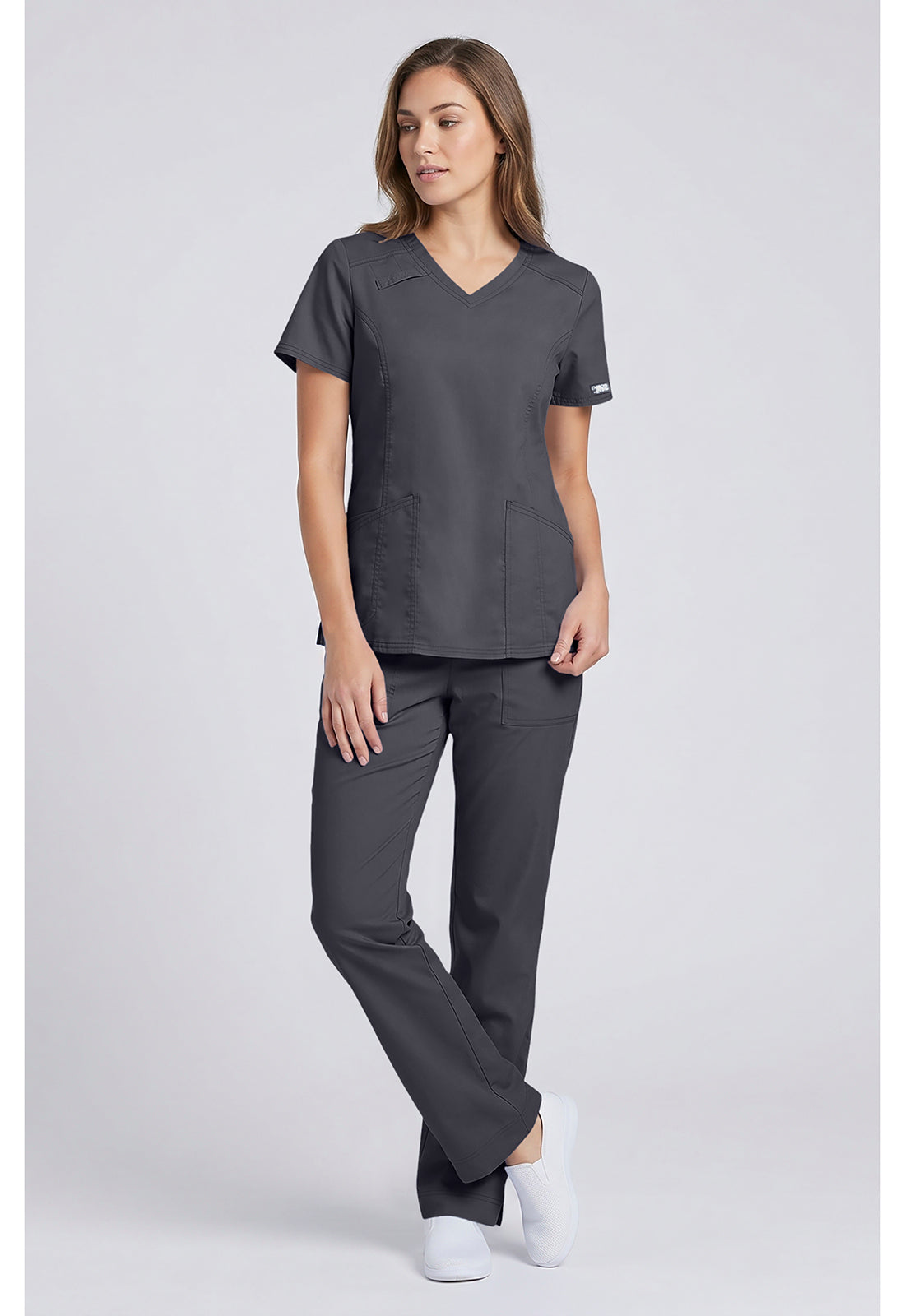 Cherokee Workwear Middelhoge taille, slim fit, rechte broek met trekkoord met elastische tailleband en 2-way stretch WWE4203
