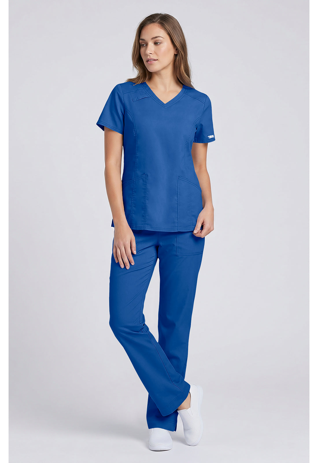 Cherokee Workwear Middelhoge taille, slim fit, rechte broek met trekkoord met elastische tailleband en 2-way stretch WWE4203