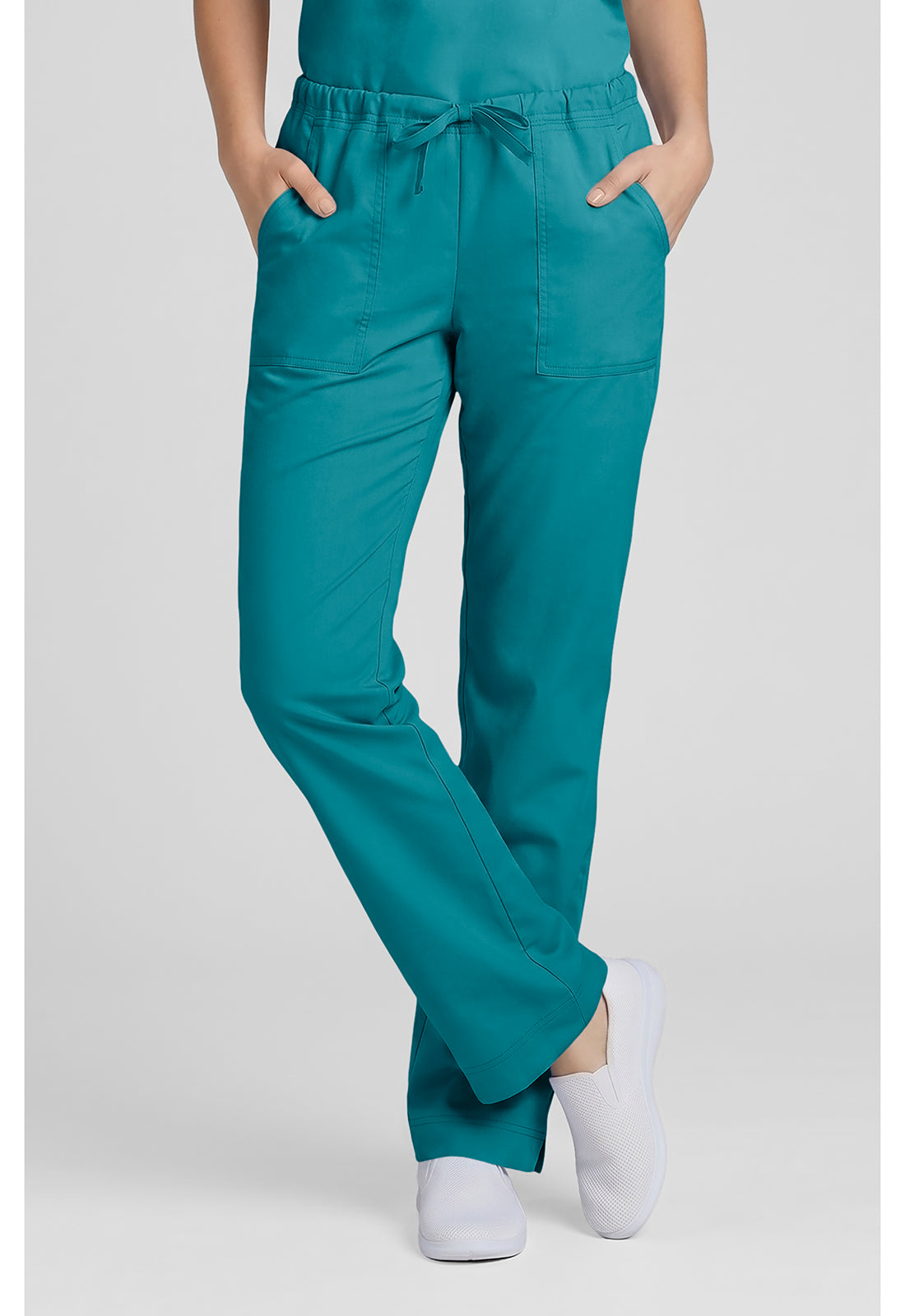 Cherokee Workwear Middelhoge taille, slim fit, rechte broek met trekkoord met elastische tailleband en 2-way stretch WWE4203