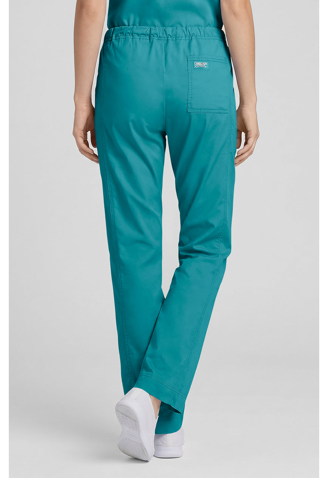 Cherokee Workwear Middelhoge taille, slim fit, rechte broek met trekkoord met elastische tailleband en 2-way stretch WWE4203