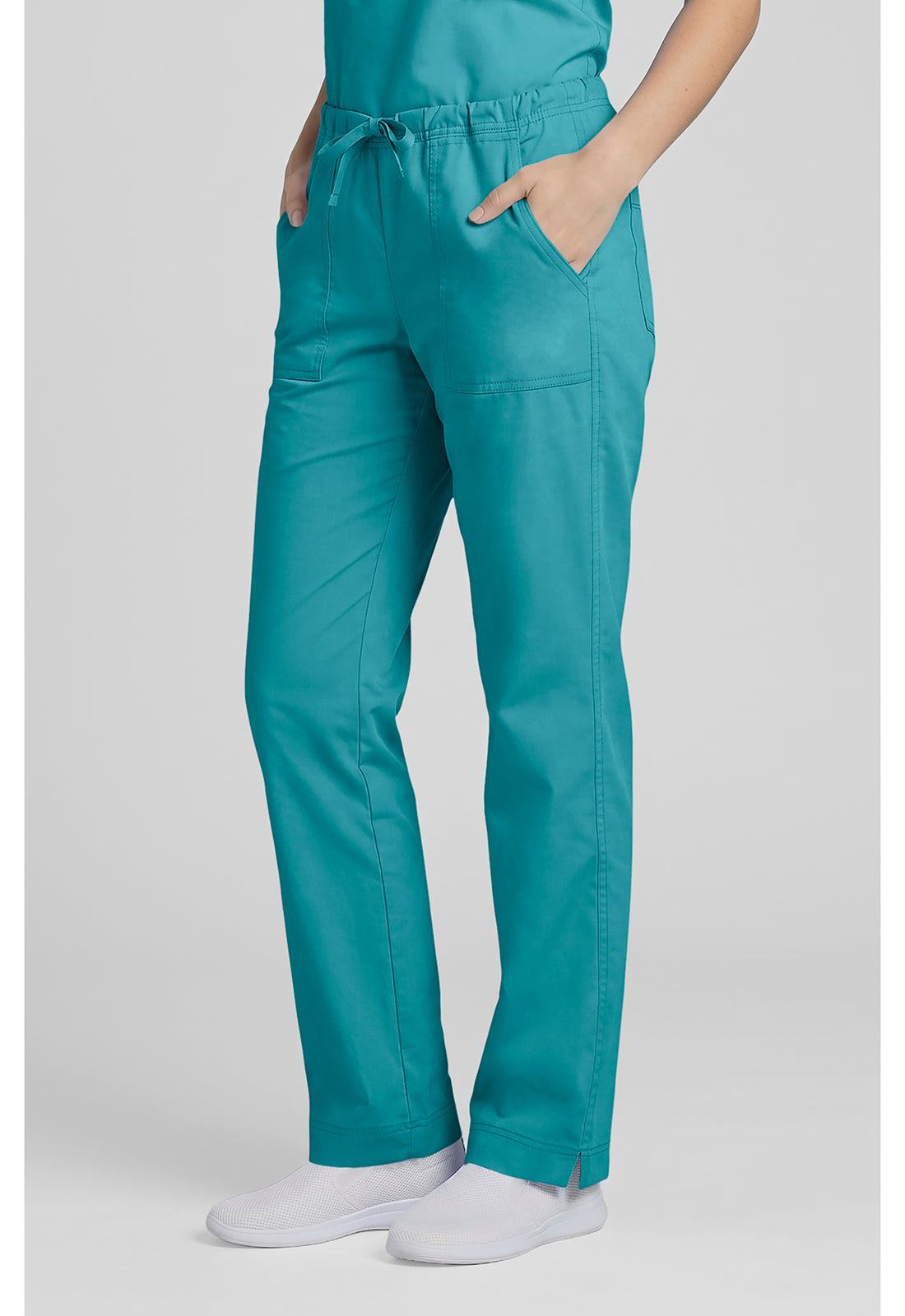Cherokee Workwear Middelhoge taille, slim fit, rechte broek met trekkoord met elastische tailleband en 2-way stretch WWE4203