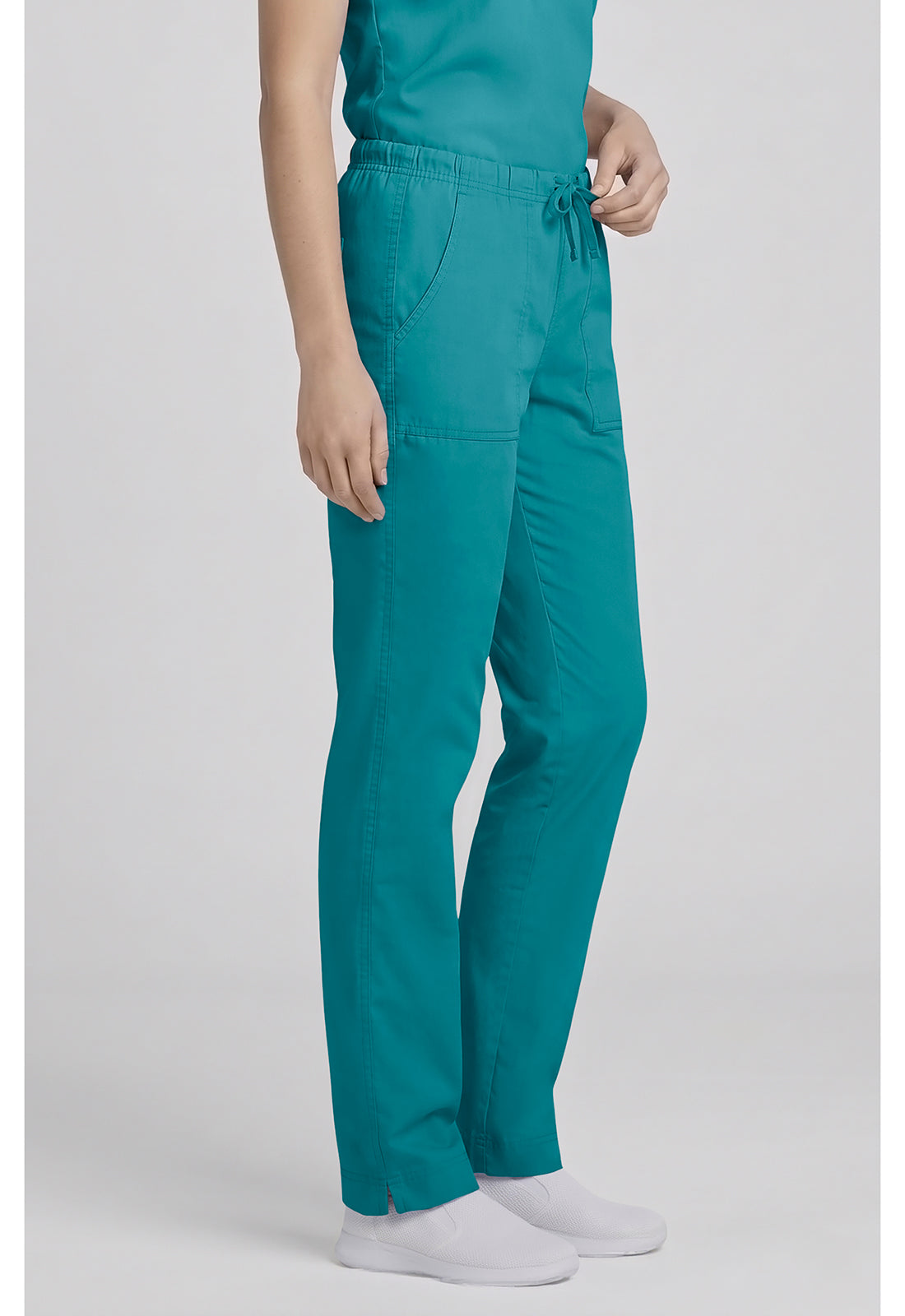 Cherokee Workwear Middelhoge taille, slim fit, rechte broek met trekkoord met elastische tailleband en 2-way stretch WWE4203