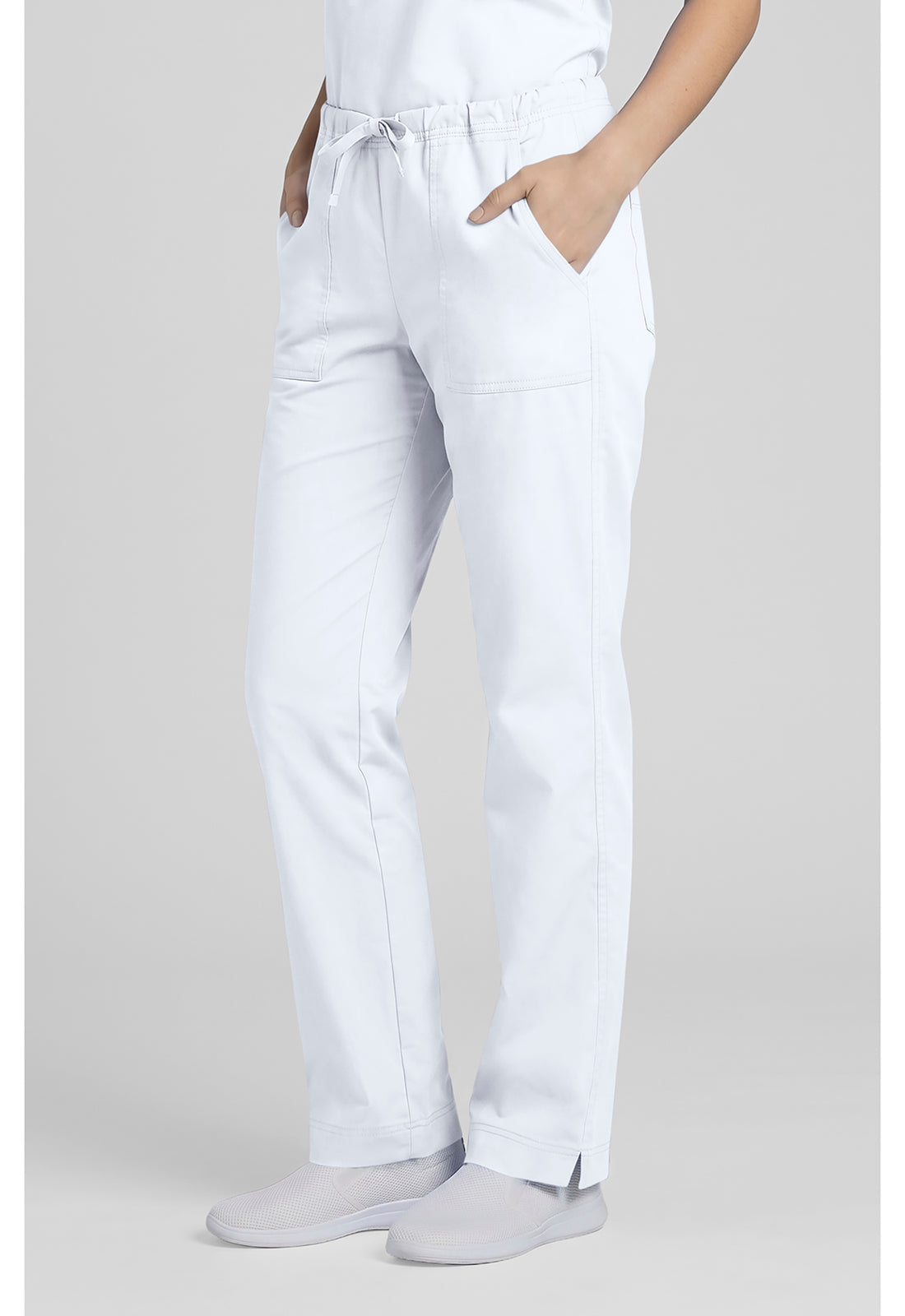 Cherokee Workwear Middelhoge taille, slim fit, rechte broek met trekkoord met elastische tailleband en 2-way stretch WWE4203