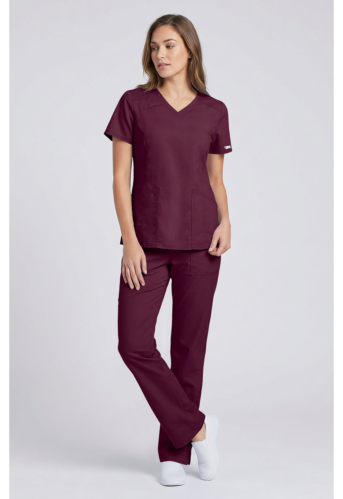 Cherokee Workwear Middelhoge taille, slim fit, rechte broek met trekkoord met elastische tailleband en 2-way stretch WWE4203