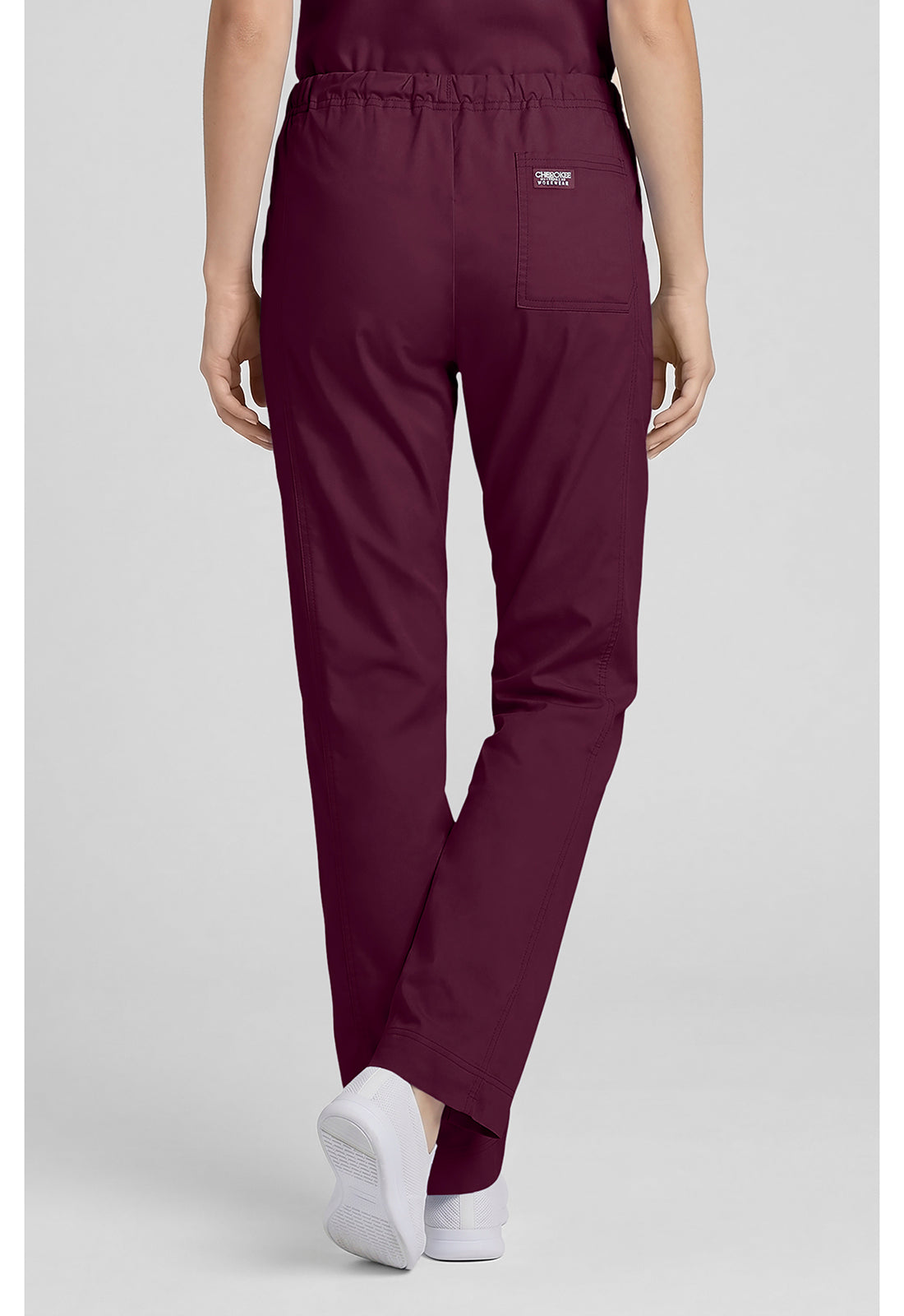 Cherokee Workwear Middelhoge taille, slim fit, rechte broek met trekkoord met elastische tailleband en 2-way stretch WWE4203