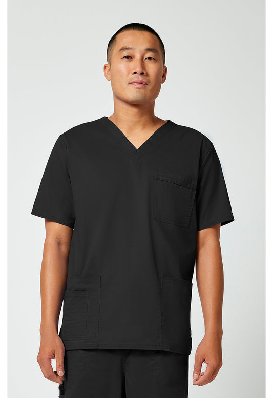 Unisex V-hals top met traditionele pasvorm en 2-way stretch