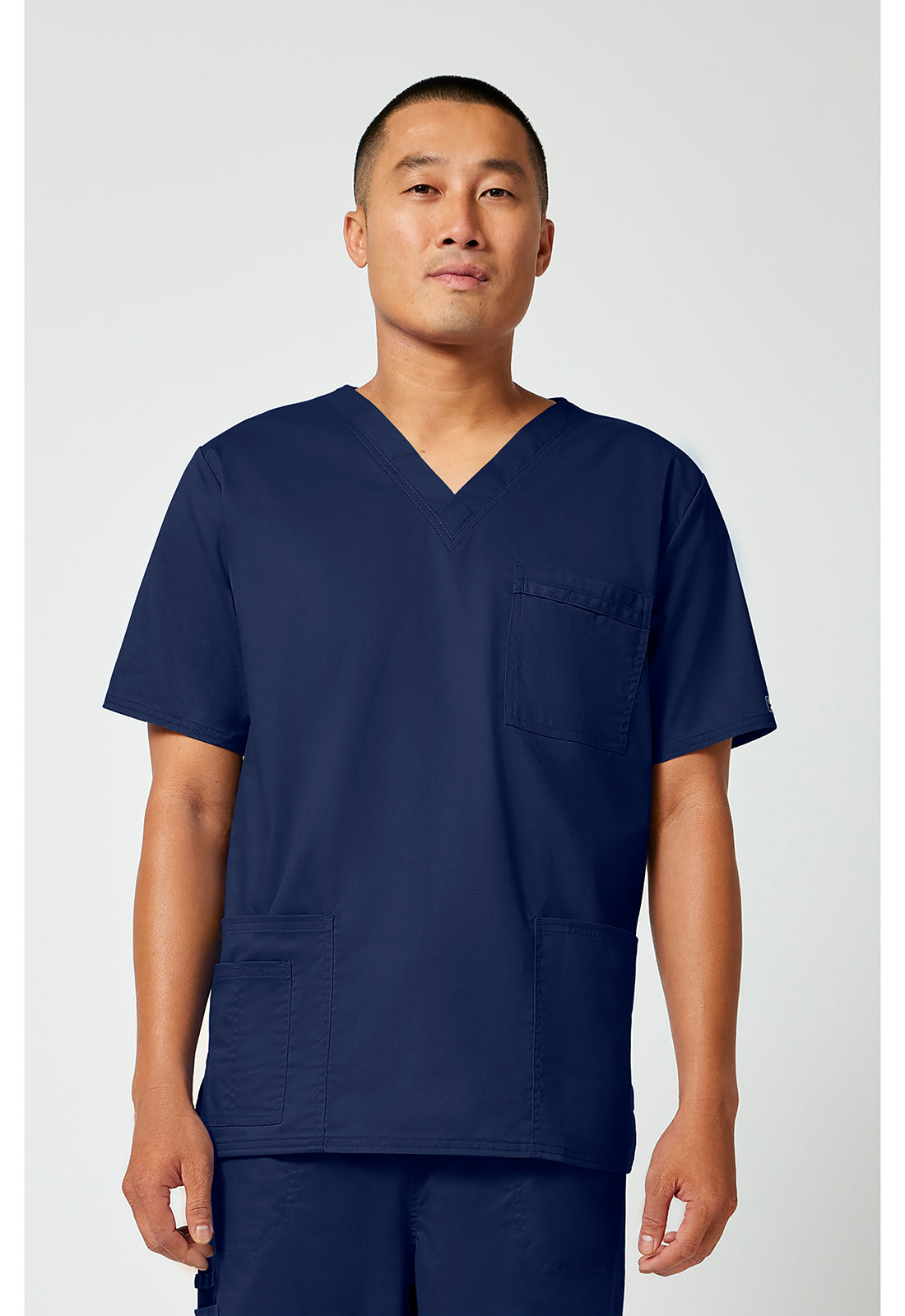 Unisex V-hals top met traditionele pasvorm en 2-way stretch