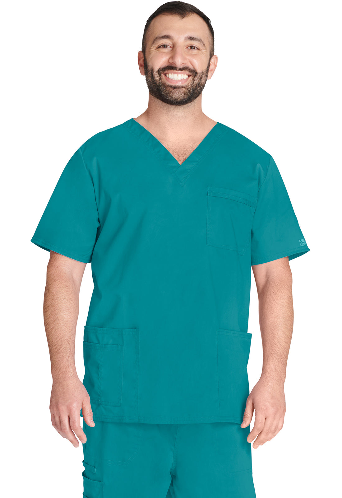 Unisex V-hals top met traditionele pasvorm en 2-way stretch