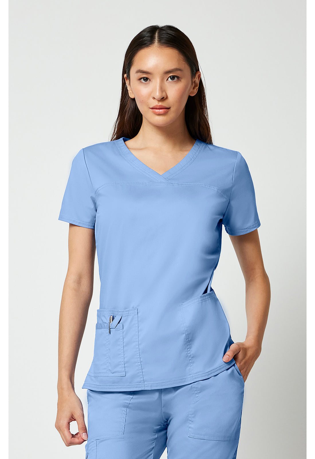 Cherokee Workwear Top met V-hals met gekruiste voorpanden en 2-way stretch WWE4727