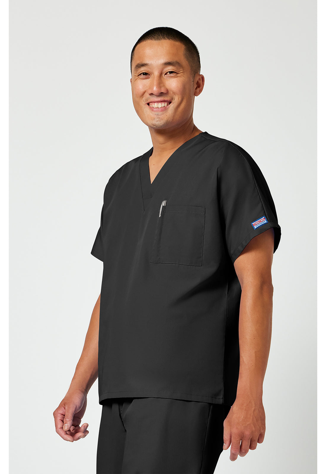 Unisex tuniek met V-hals met vleermuismouwen en borstzak WWE4777