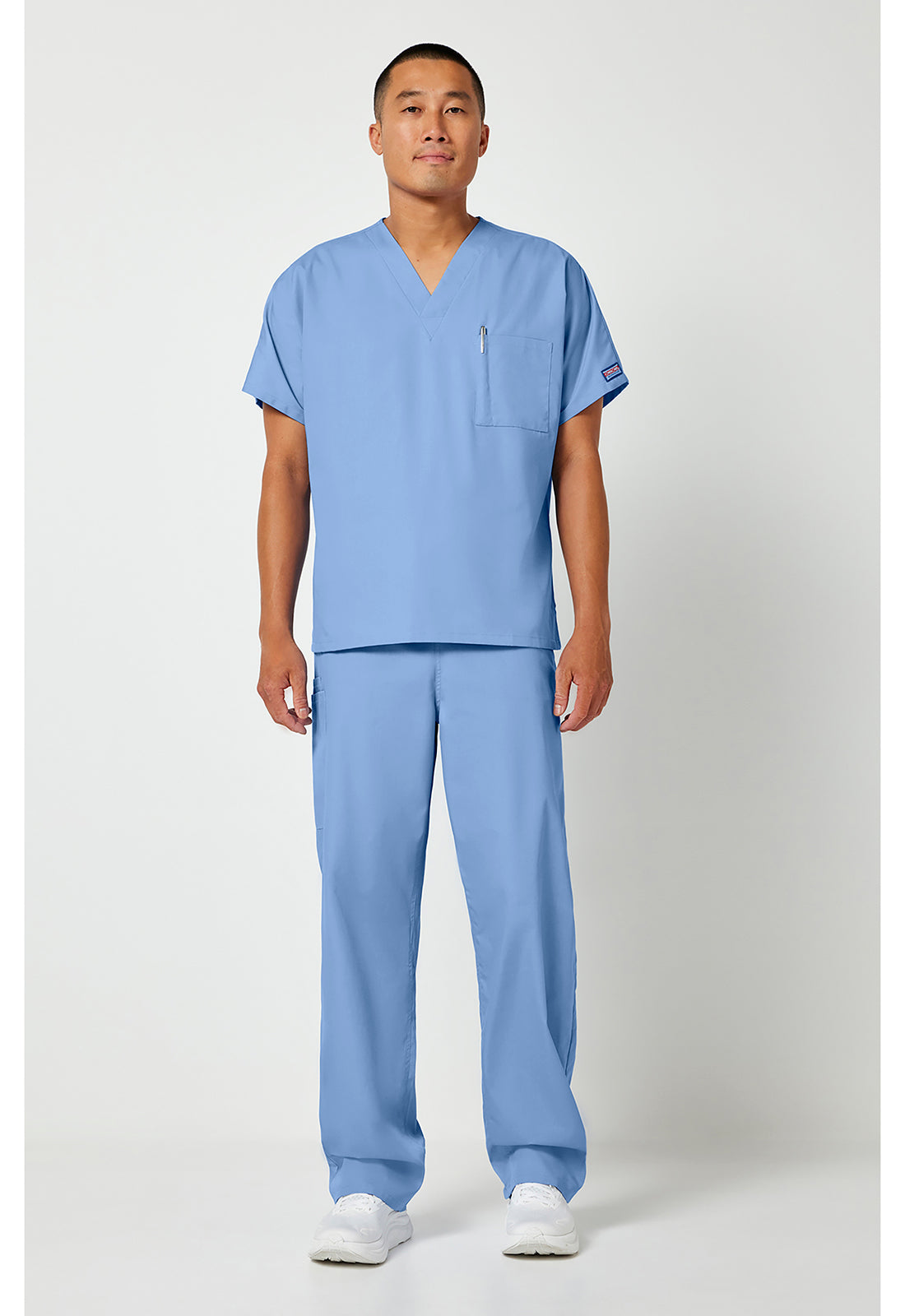 Unisex tuniek met V-hals met vleermuismouwen en borstzak WWE4777