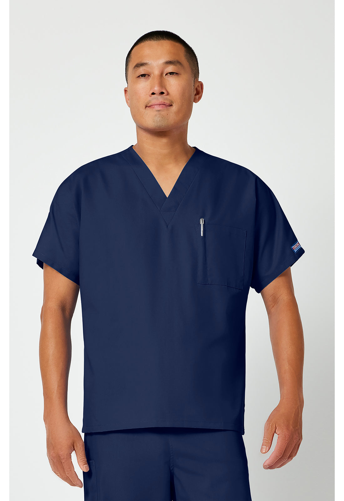Unisex tuniek met V-hals met vleermuismouwen en borstzak WWE4777