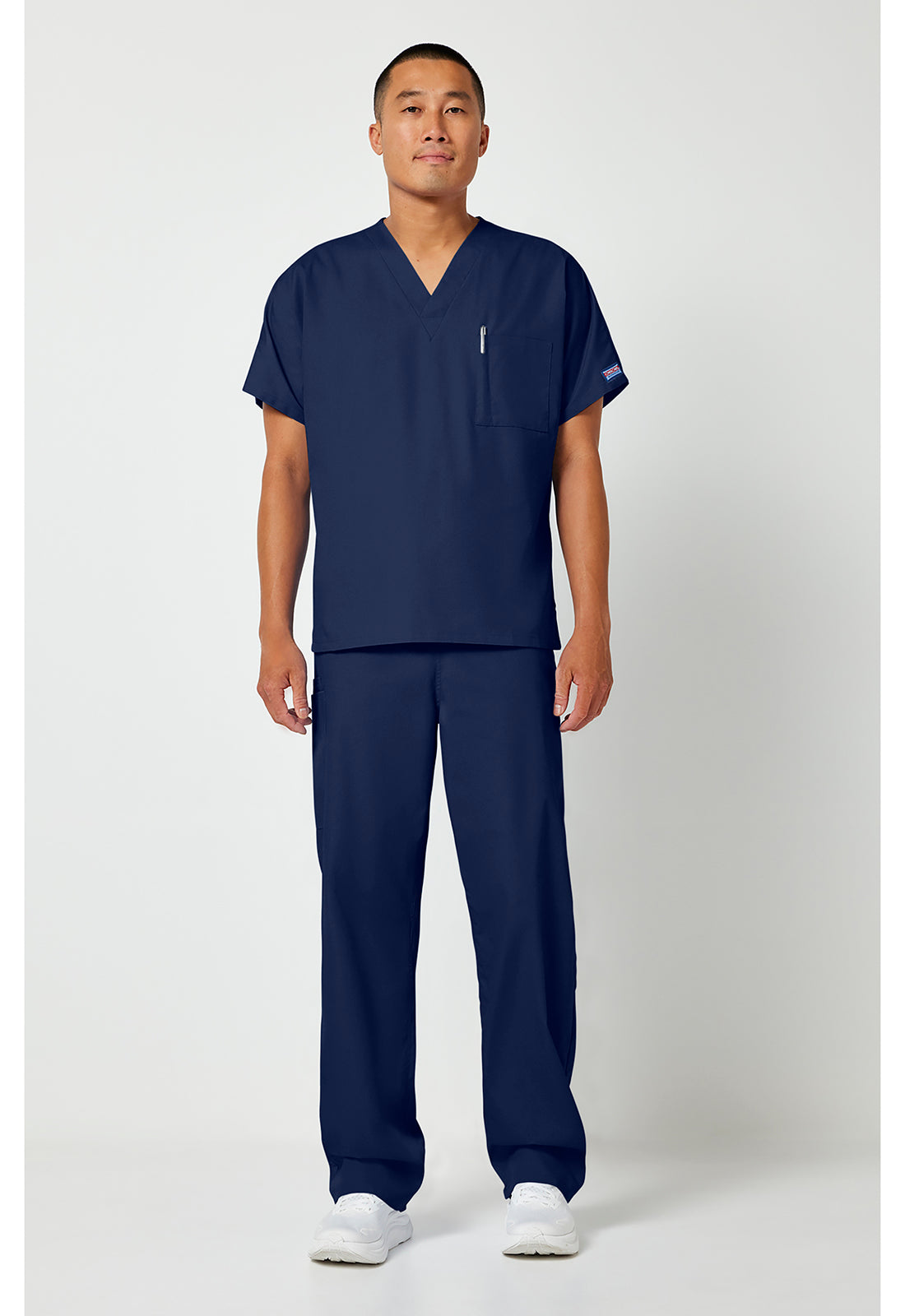 Unisex tuniek met V-hals met vleermuismouwen en borstzak WWE4777
