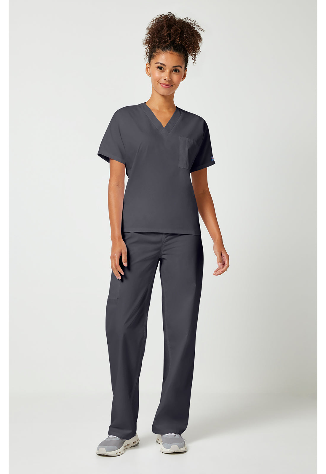 Unisex tuniek met V-hals met vleermuismouwen en borstzak WWE4777