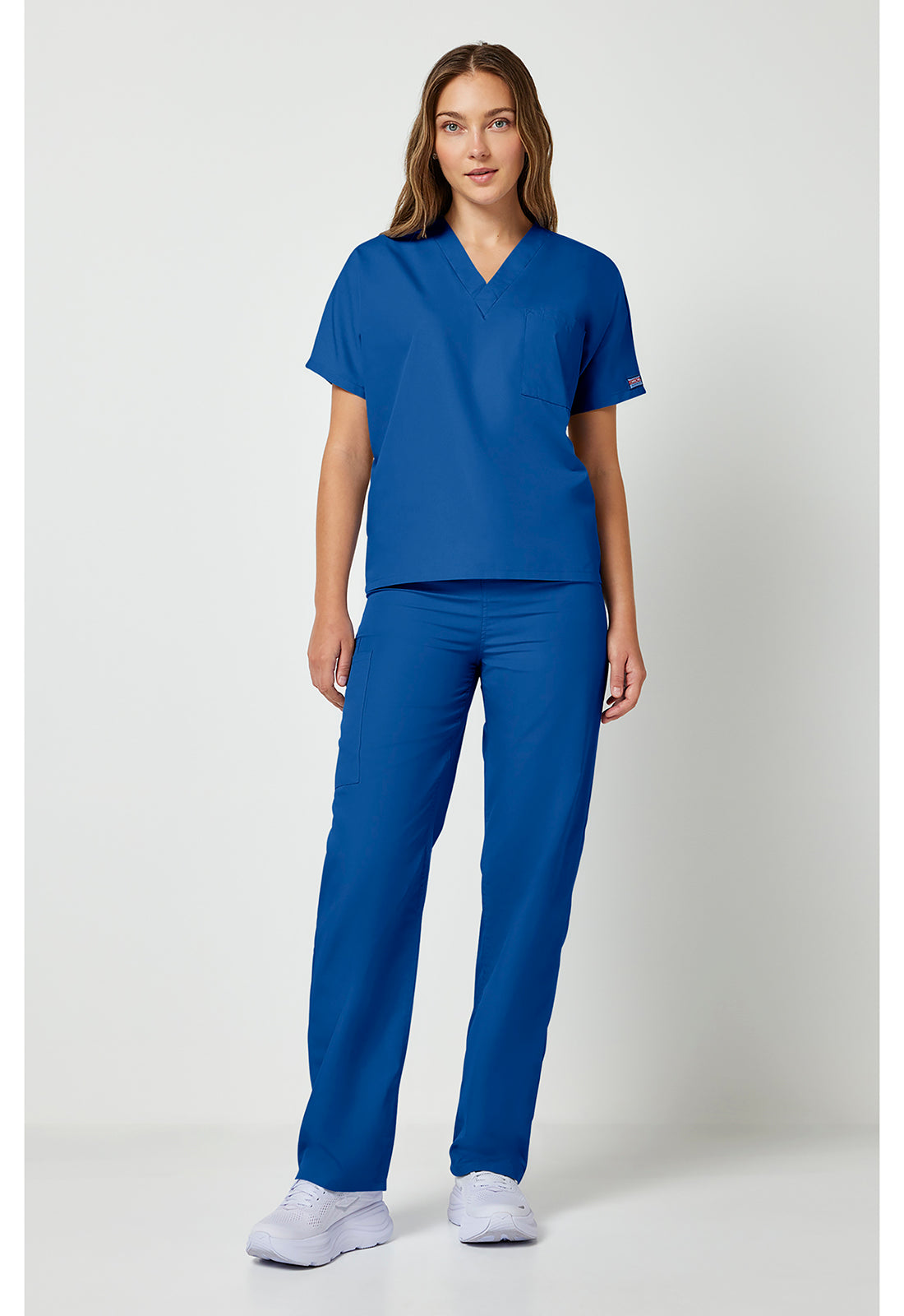 Unisex tuniek met V-hals met vleermuismouwen en borstzak WWE4777