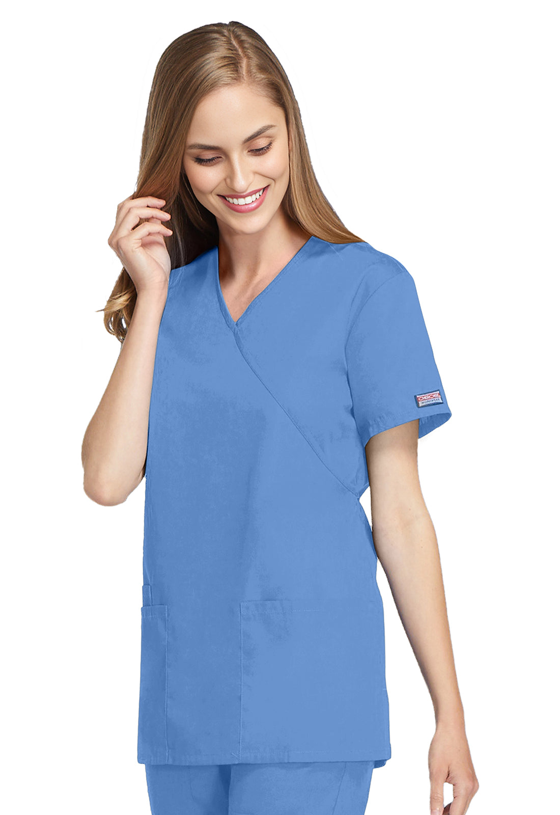 Cherokee Workwear Nep-wikkeltuniek met verstelbare strik en telefoonzakje WWE4801