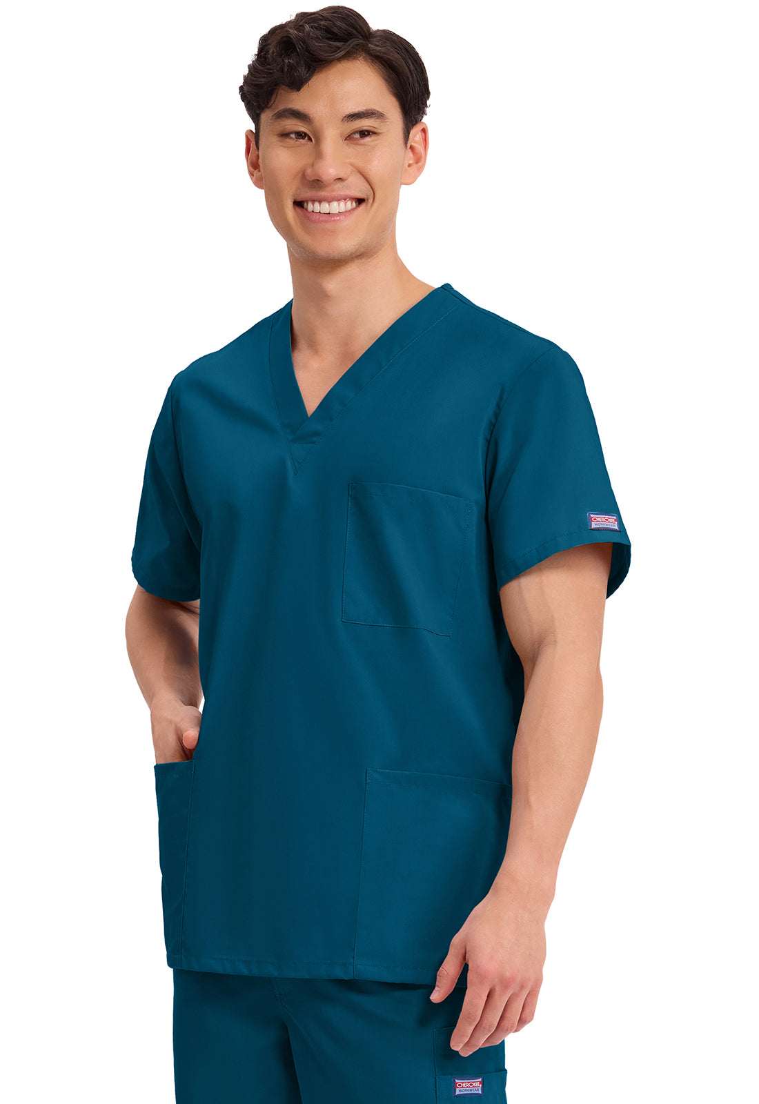 Cherokee Workwear Unisex V-hals top met traditionele pasvorm en borstzak WWE4876