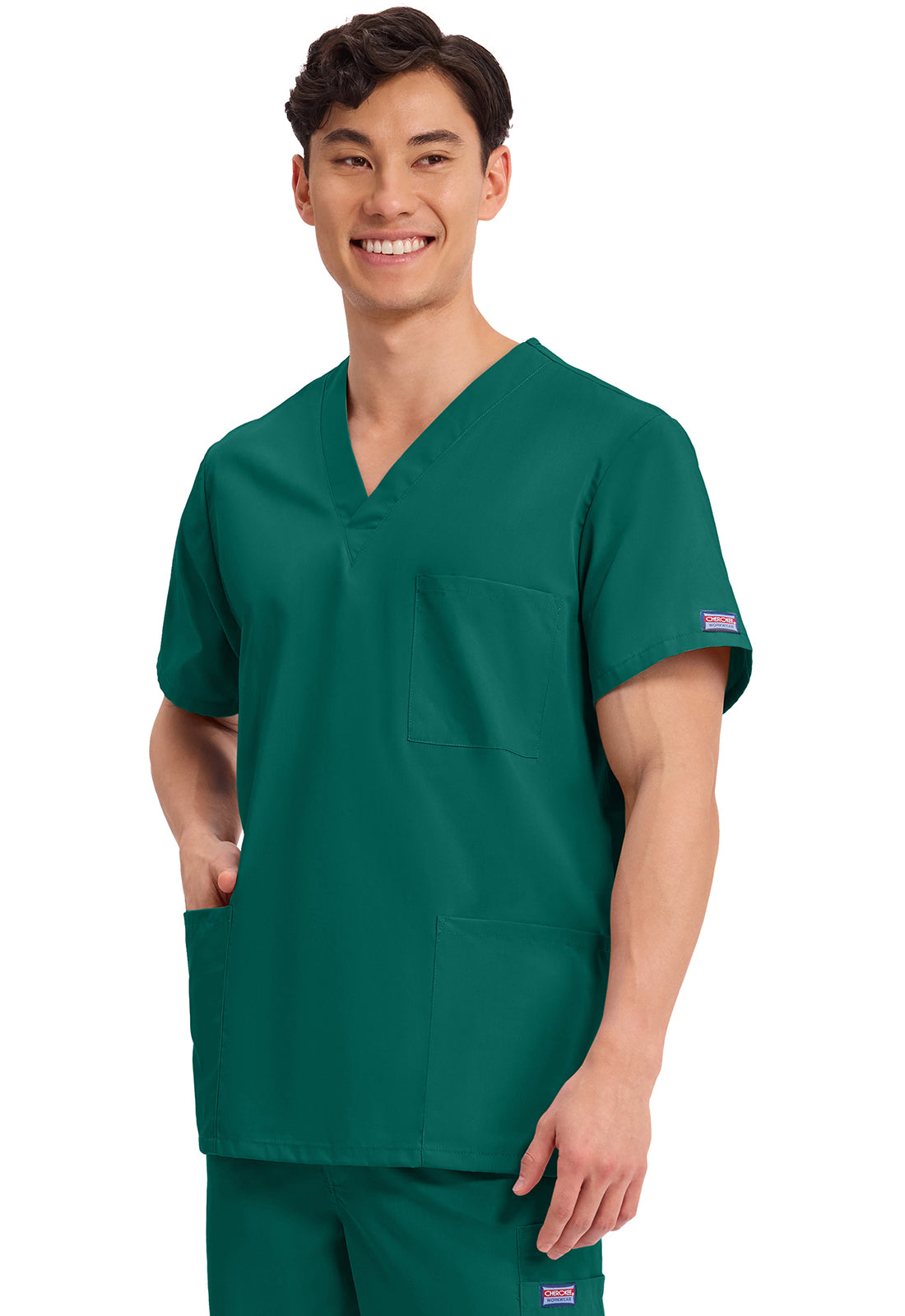 Cherokee Workwear Unisex V-hals top met traditionele pasvorm en borstzak WWE4876