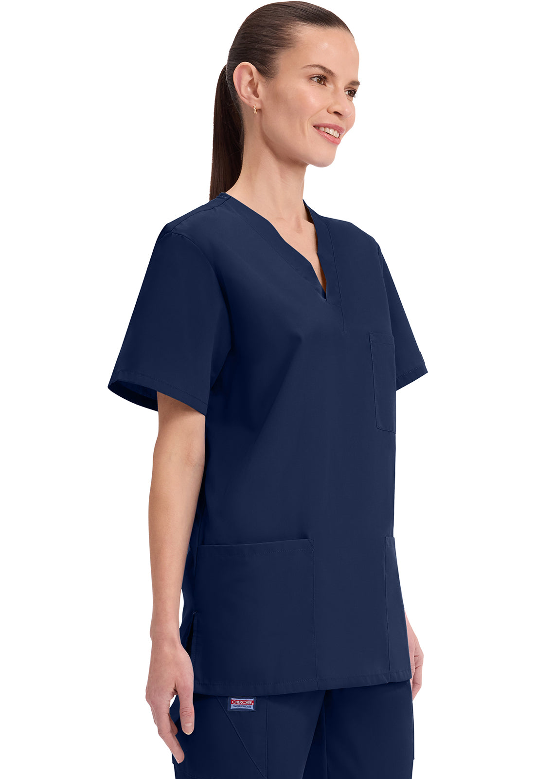 Cherokee Workwear Unisex V-hals top met traditionele pasvorm en borstzak WWE4876