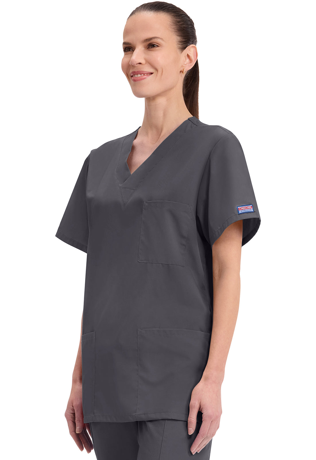 Cherokee Workwear Unisex V-hals top met traditionele pasvorm en borstzak WWE4876
