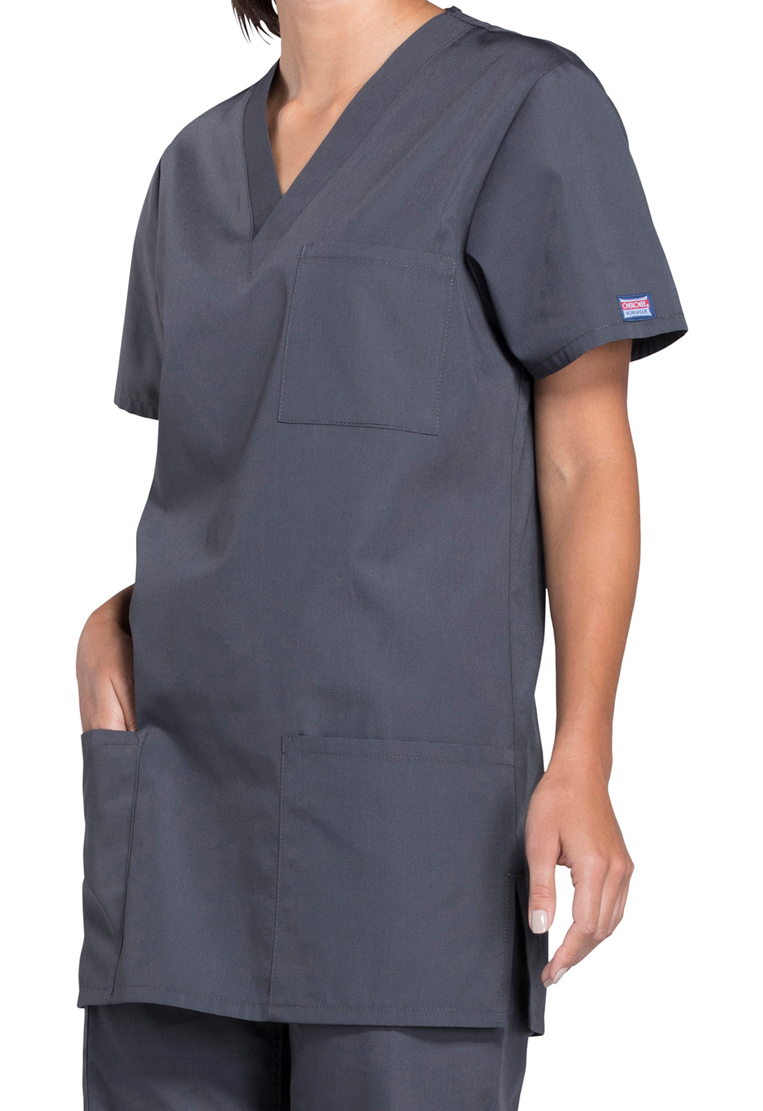 Cherokee Workwear Unisex V-hals top met traditionele pasvorm en borstzak WWE4876