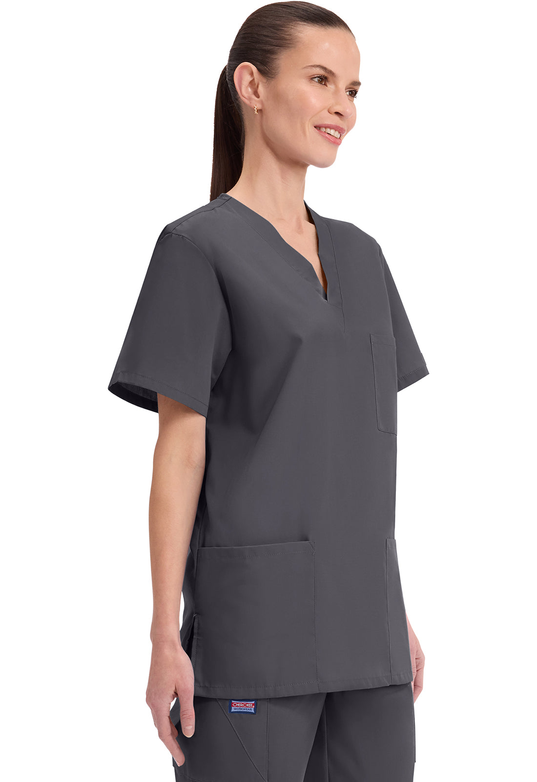 Cherokee Workwear Unisex V-hals top met traditionele pasvorm en borstzak WWE4876