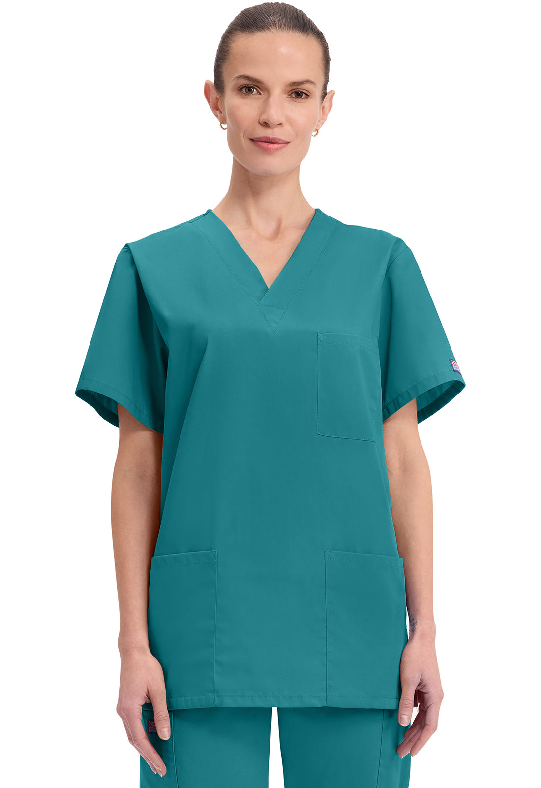 Cherokee Workwear Unisex V-hals top met traditionele pasvorm en borstzak WWE4876