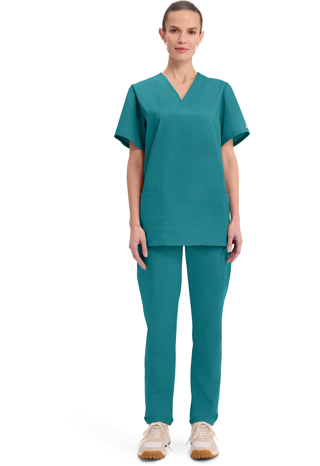 Cherokee Workwear Unisex V-hals top met traditionele pasvorm en borstzak WWE4876