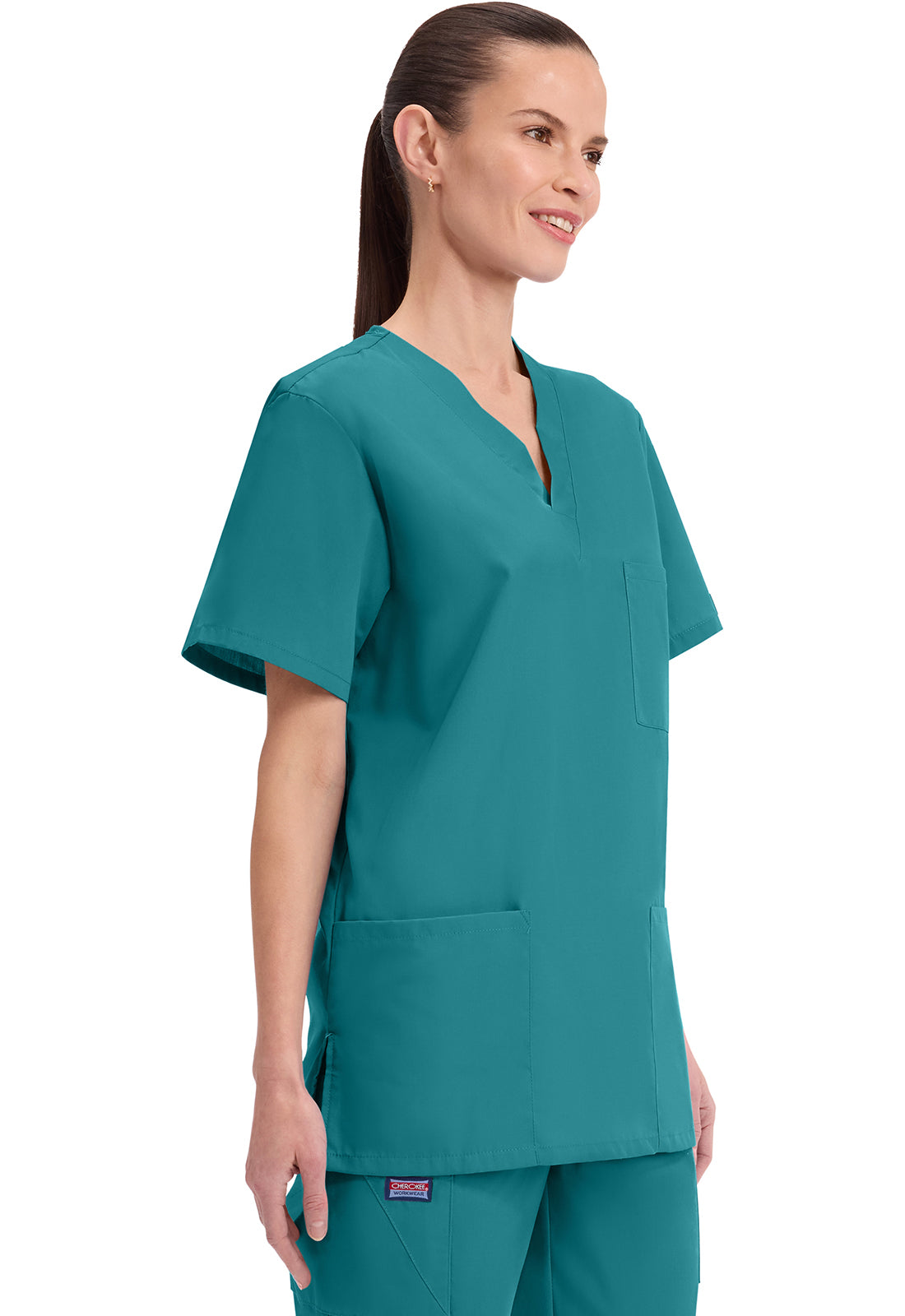 Cherokee Workwear Unisex V-hals top met traditionele pasvorm en borstzak WWE4876