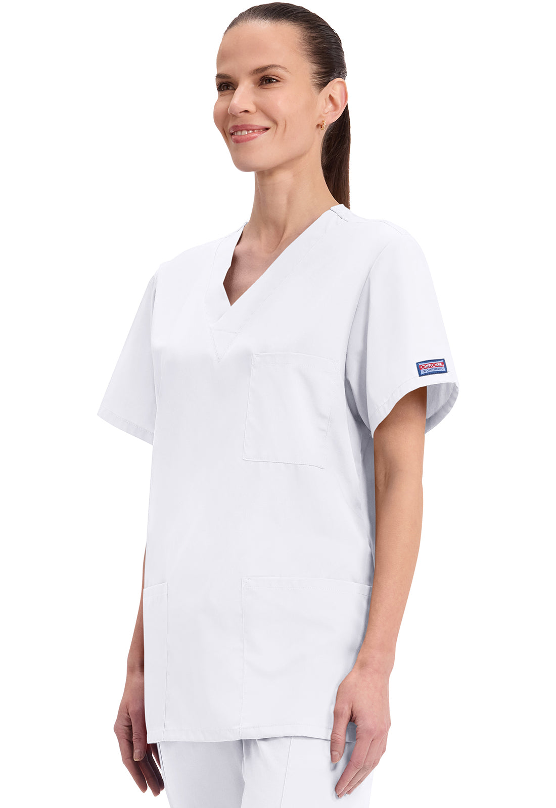 Cherokee Workwear Unisex V-hals top met traditionele pasvorm en borstzak WWE4876